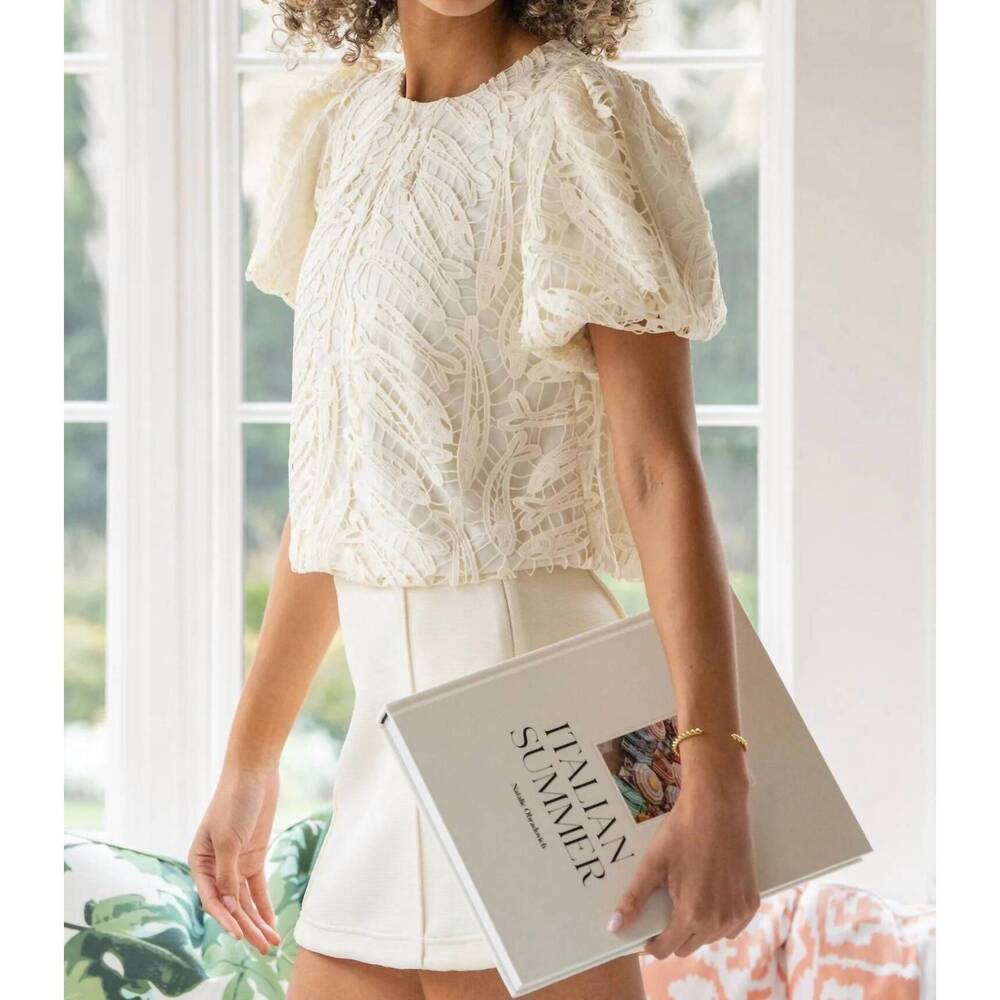 NEW EMILY MCCARTHY jane puff sleeve top in alici